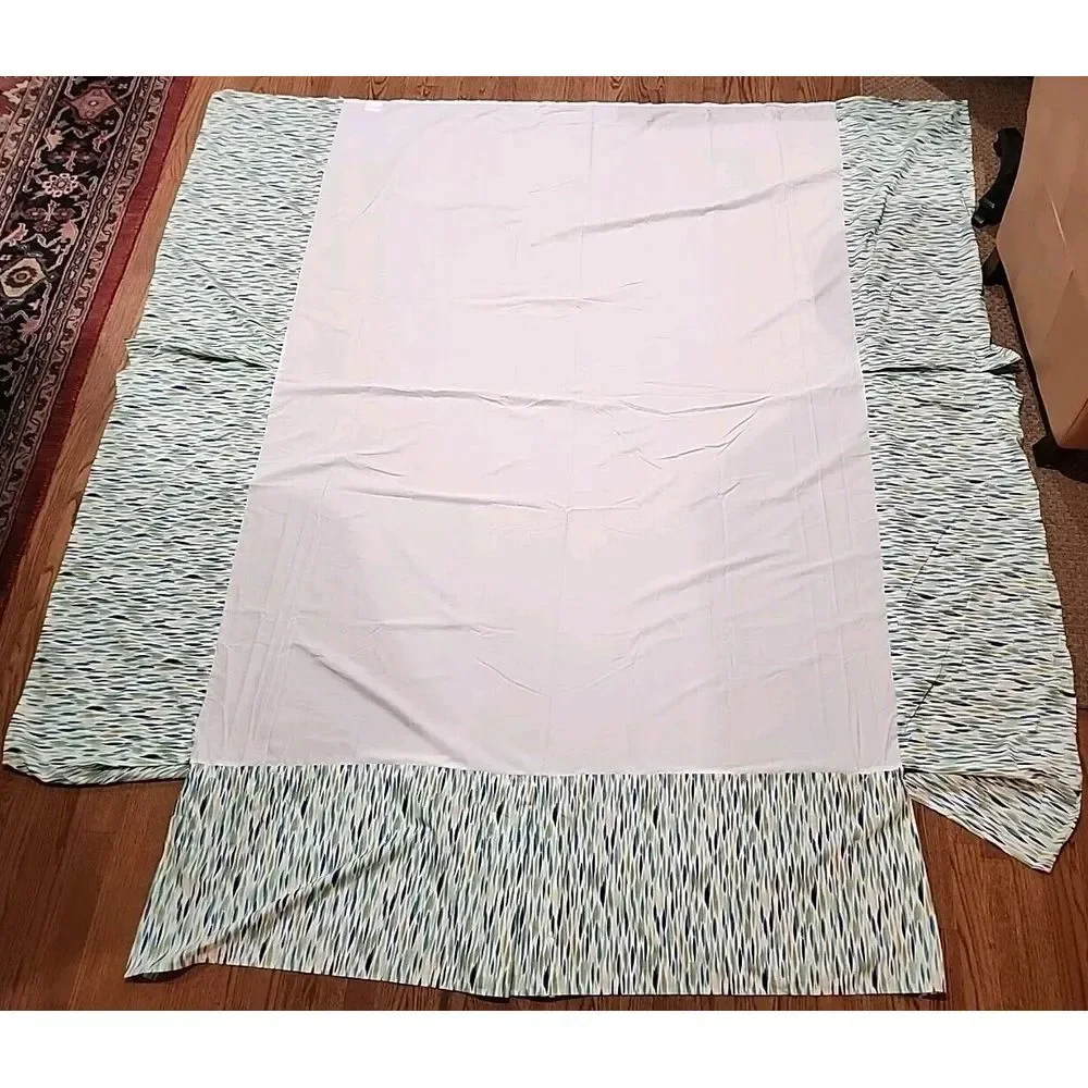 WAVERLY Queen Size‎ Bedskirt Teal Aqua Navy Sea Glass Coastal Beach 16